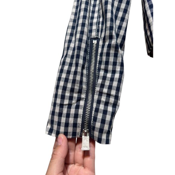 J.Crew Gingham Motorcycle Crop Jacket Womens Size 4 Linen Biker Cottage Preppy - Picture 10 of 16